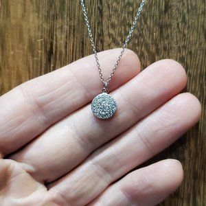 18 Inch 925 Sterling Silver Cubic Zirconia Pavement Circle Necklace